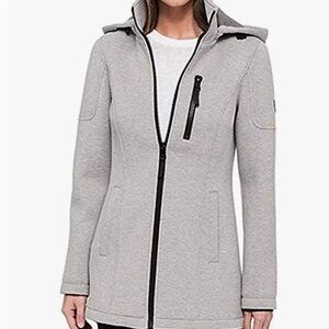 ANDREW MARC Full Zip Up Removable Hood Gray Scuba Hooded Jacket Women's Size M